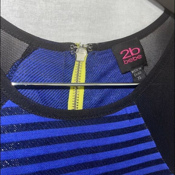 BEBE 2B Blue Striped dress - Picture 5 of 6